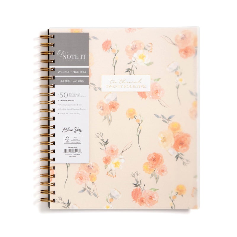 Blue Sky Life Note It for 2024-2025 Academic Year Weekly and Monthly Planner, 8.5â€ x 11â€, Clear Cover, Wirebound, Hannah (142588-A25) - Image 1